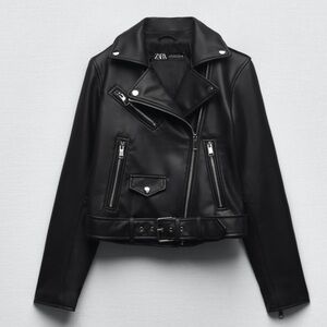 Zara Basic cropped faux leather jacket
